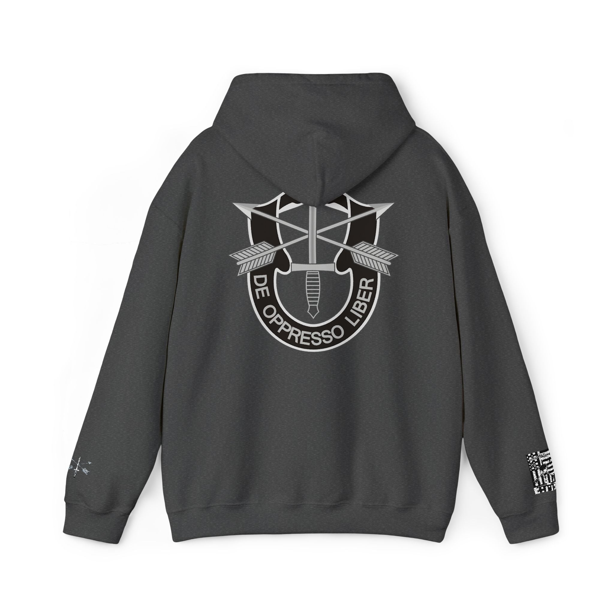 New CIF Hoodie, CIF on the Chest, Crest on the Back, Crossed Arrows and Dagger on the Cuff. Unisex Heavy Blend™ Hooded Sweatshirt