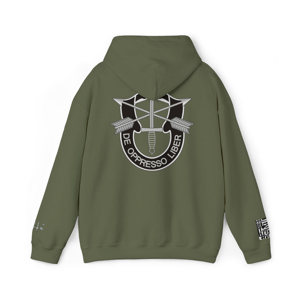 New CIF Hoodie, CIF on the Chest, Crest on the Back, Crossed Arrows and Dagger on the Cuff. Unisex Heavy Blend™ Hooded Sweatshirt