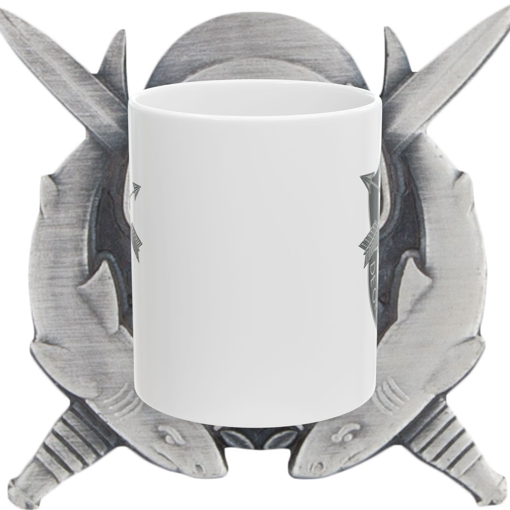 De Oppresso Liber Ceramic Mug with Military Insignia - Perfect Gift for Veterans, Army Themed, Coffee Lover's Mug, Collector's Item, Home Decor