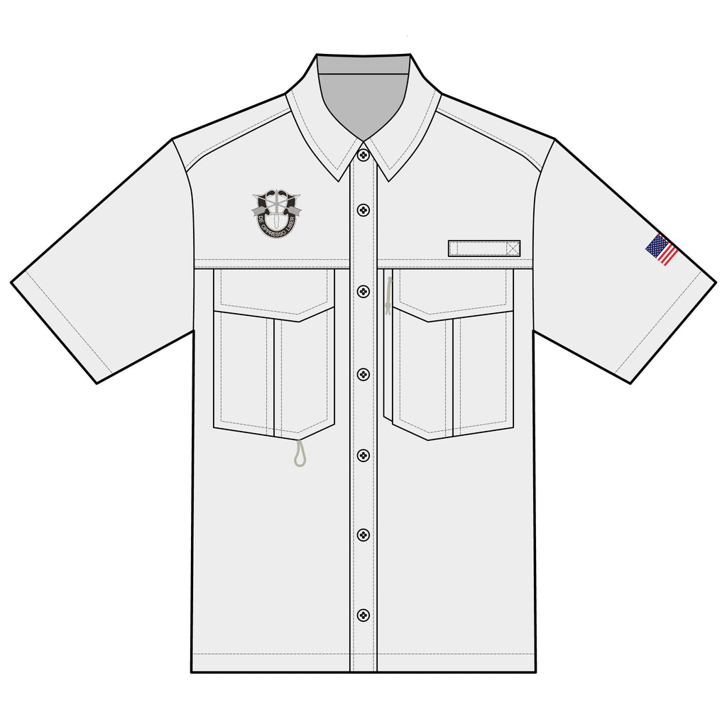 SF Crest, American Flag, Performance Fishing Shirt for Outdoor Adventures