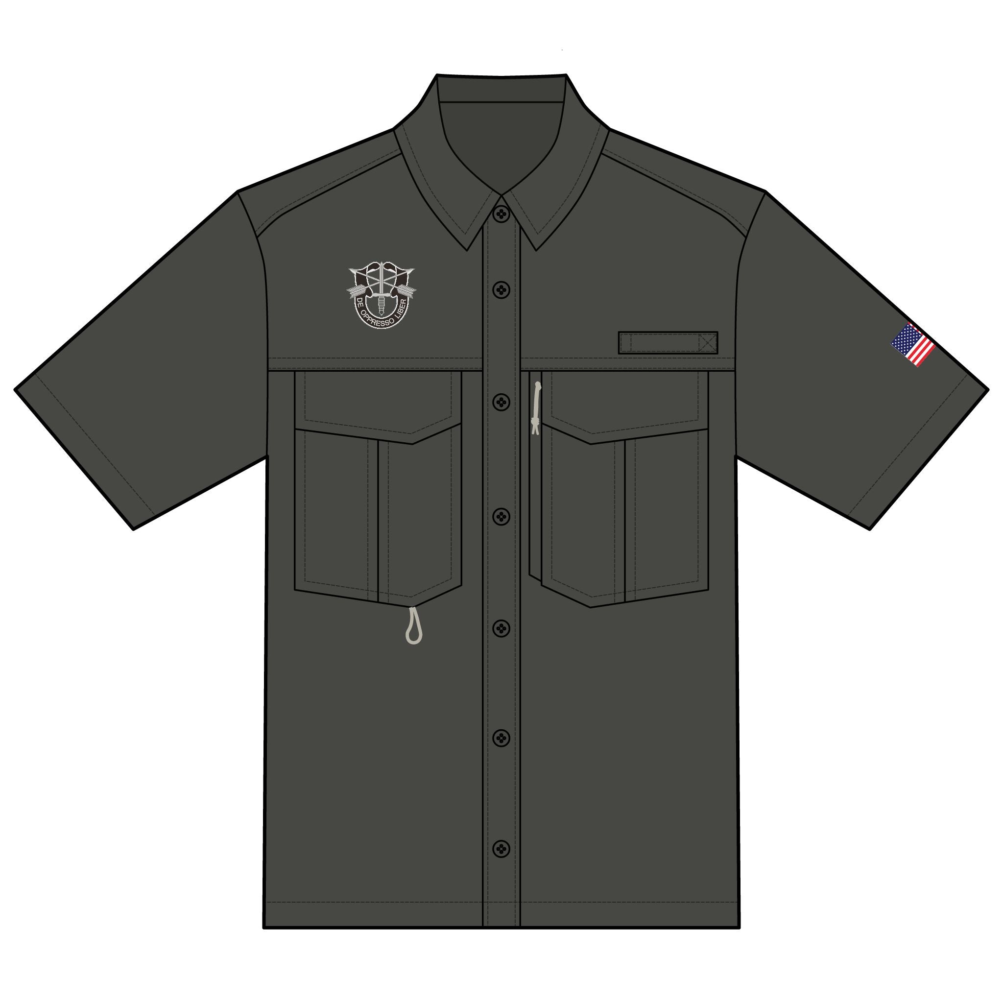 SF Crest, American Flag, Performance Fishing Shirt for Outdoor Adventures