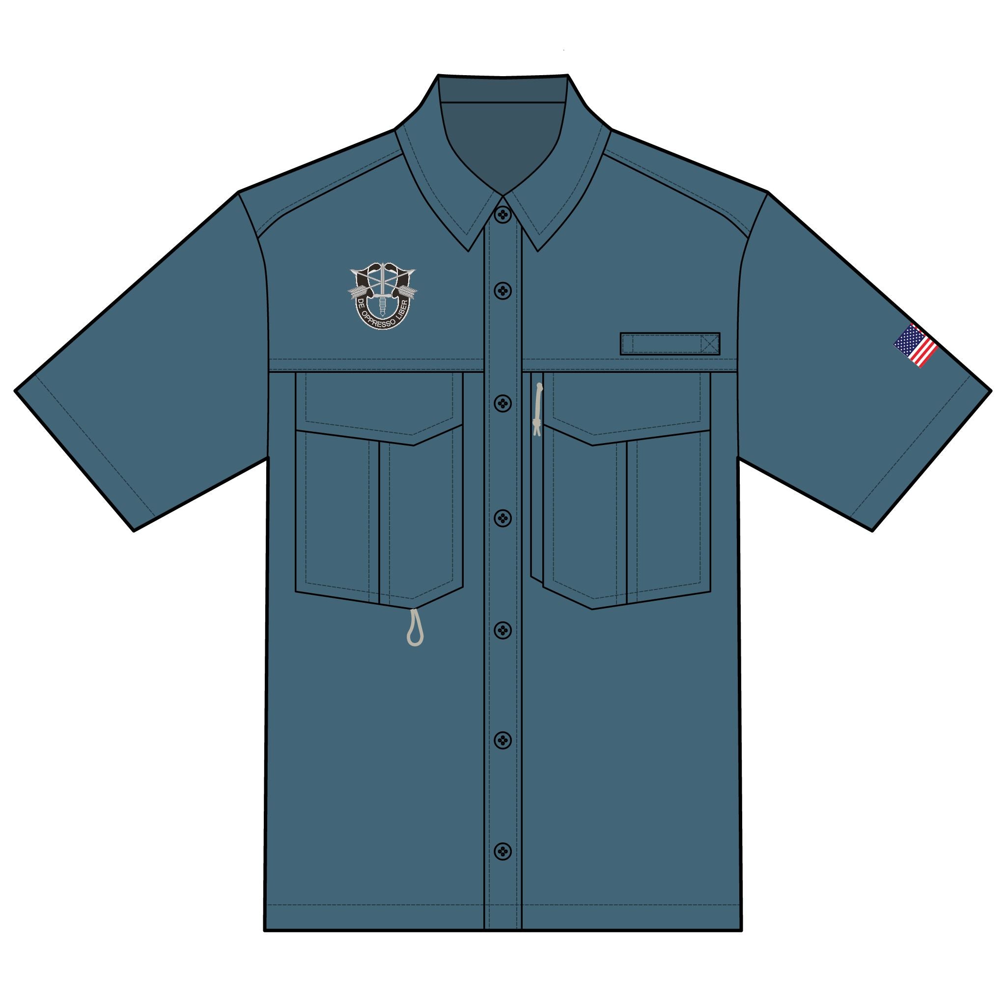 SF Crest, American Flag, Performance Fishing Shirt for Outdoor Adventures