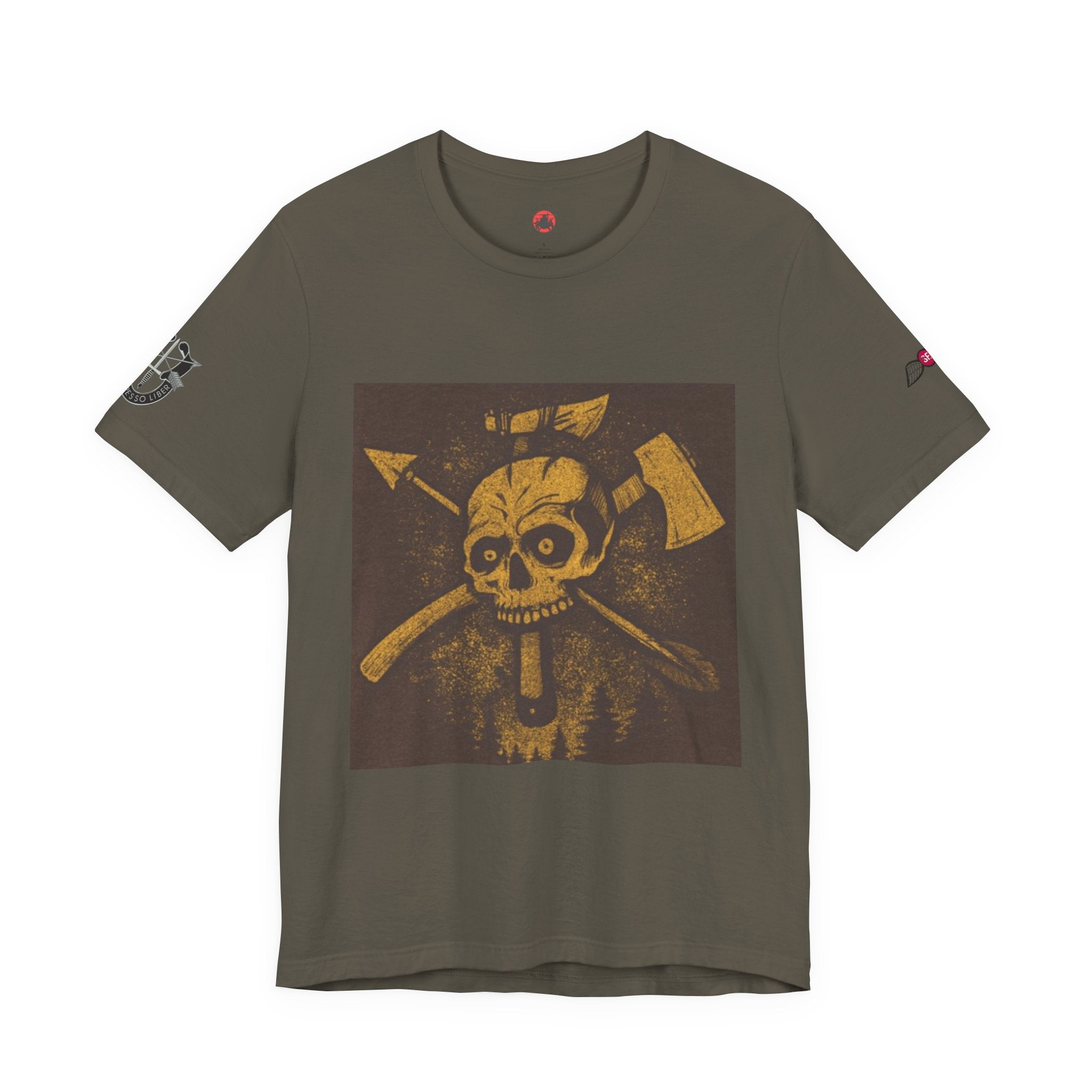 SF and JED Skull & Axes Graphic Tee for Adventure Lovers