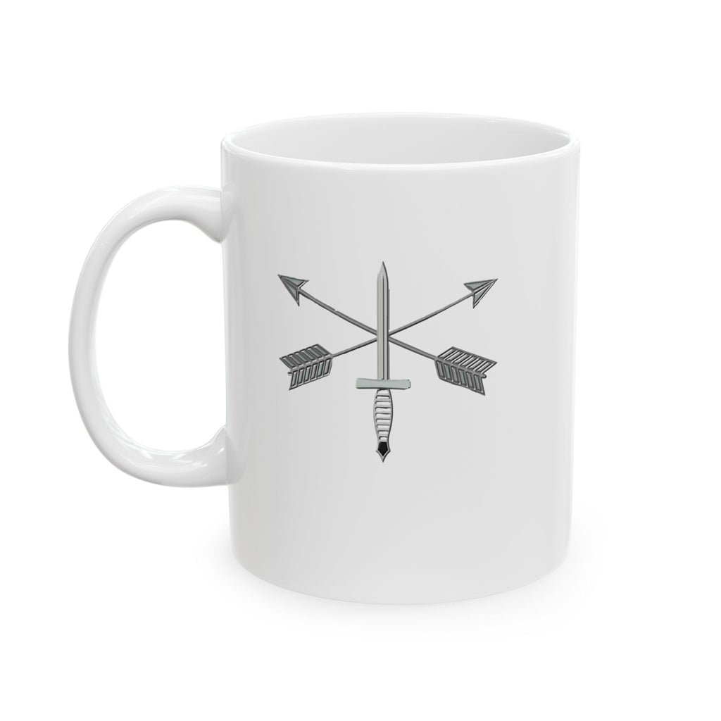 De Oppresso Liber Ceramic Mug with Military Insignia - Perfect Gift for Veterans, Army Themed, Coffee Lover's Mug, Collector's Item, Home Decor