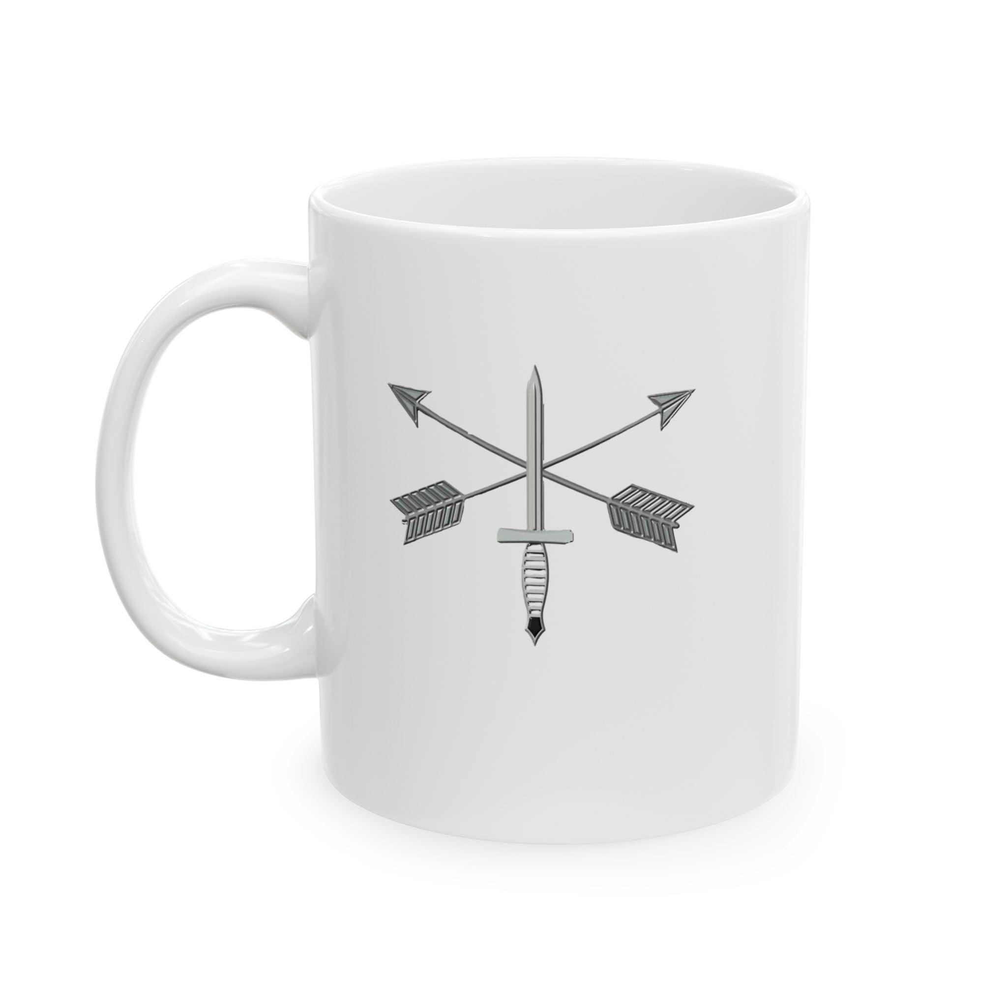 De Oppresso Liber Ceramic Mug with Military Insignia - Perfect Gift for Veterans, Army Themed, Coffee Lover's Mug, Collector's Item, Home Decor