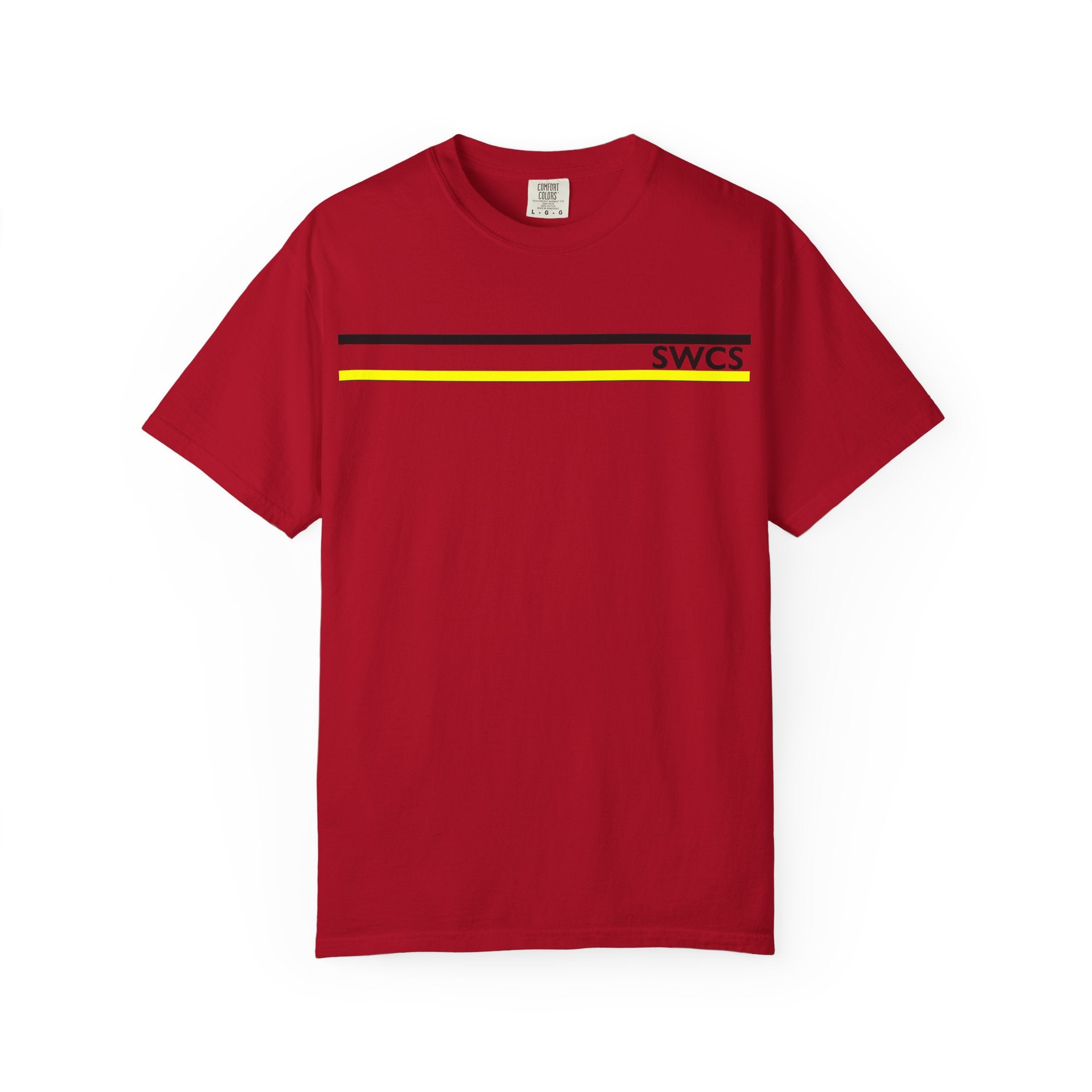 SWCS Stripe Graphic T-Shirt — Retro Minimalist Crew Tee