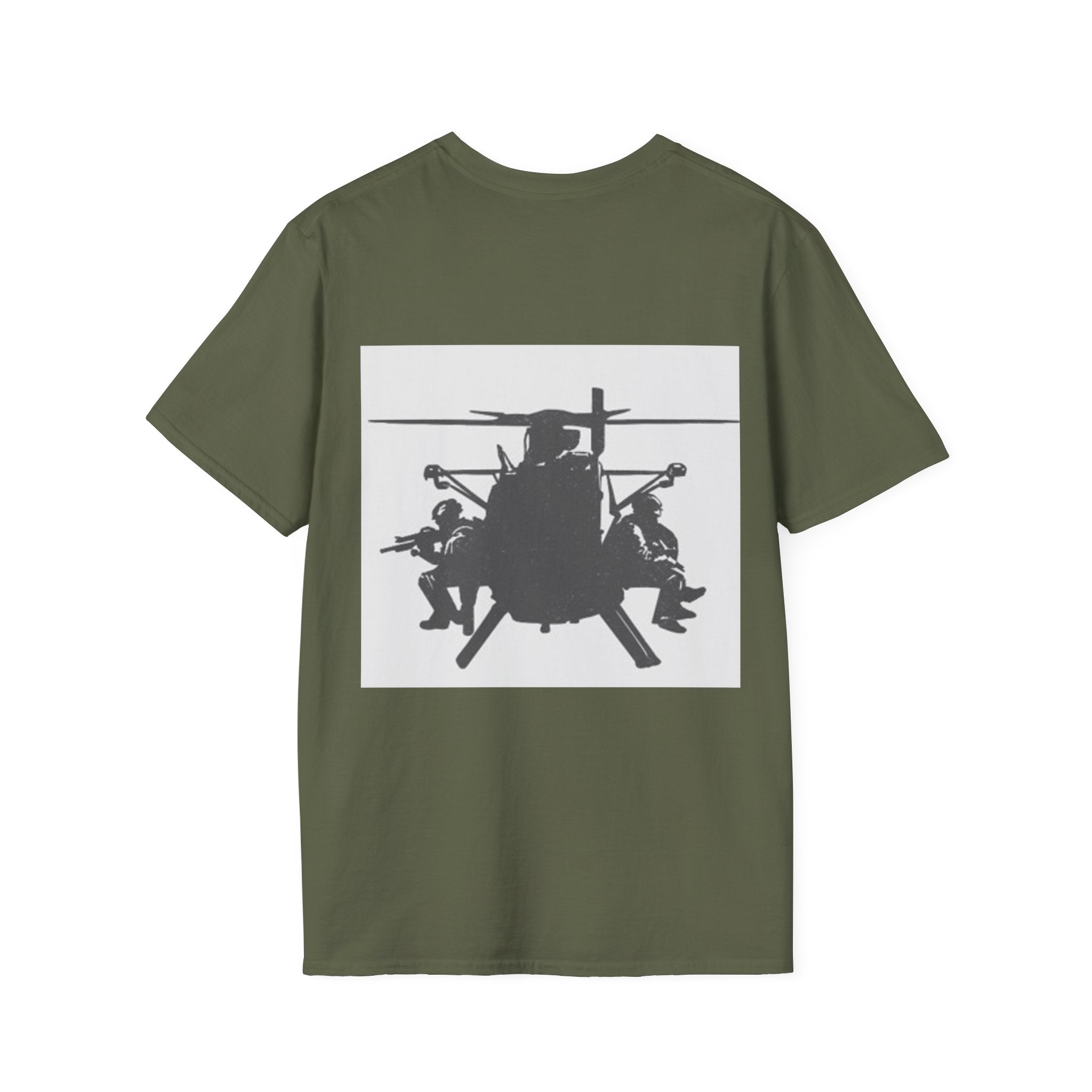 Crossed Arrows and Dagger Front with Little Bird Infil Back_Unisex Softstyle T-Shirt - Vintage Coffee Lover Design