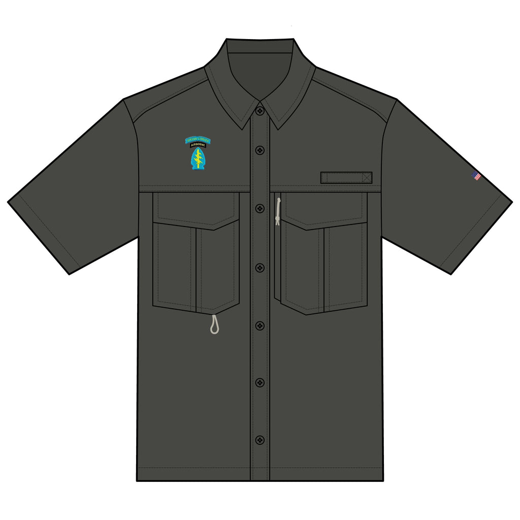 SF Tab, Airborne Tab, and Arrowhead Patch, Unisex Performance Fishing Shirt - Lightweight & Quick-Dry Outdoor Apparel